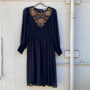 Zara Chiffon Dress with Embroidery Detail